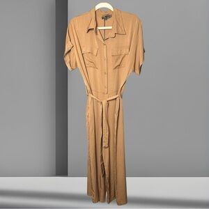Made in Italy Belted Jumpsuit in Taupe 100% Viscose